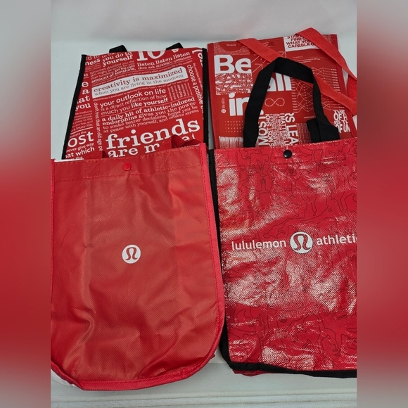 LULULEMON PREOWNED SHOPPING BAG BUNDLE OF 10 SMALL REUSABLE BAGS RED WHITE BLACK - Picture 5 of 12